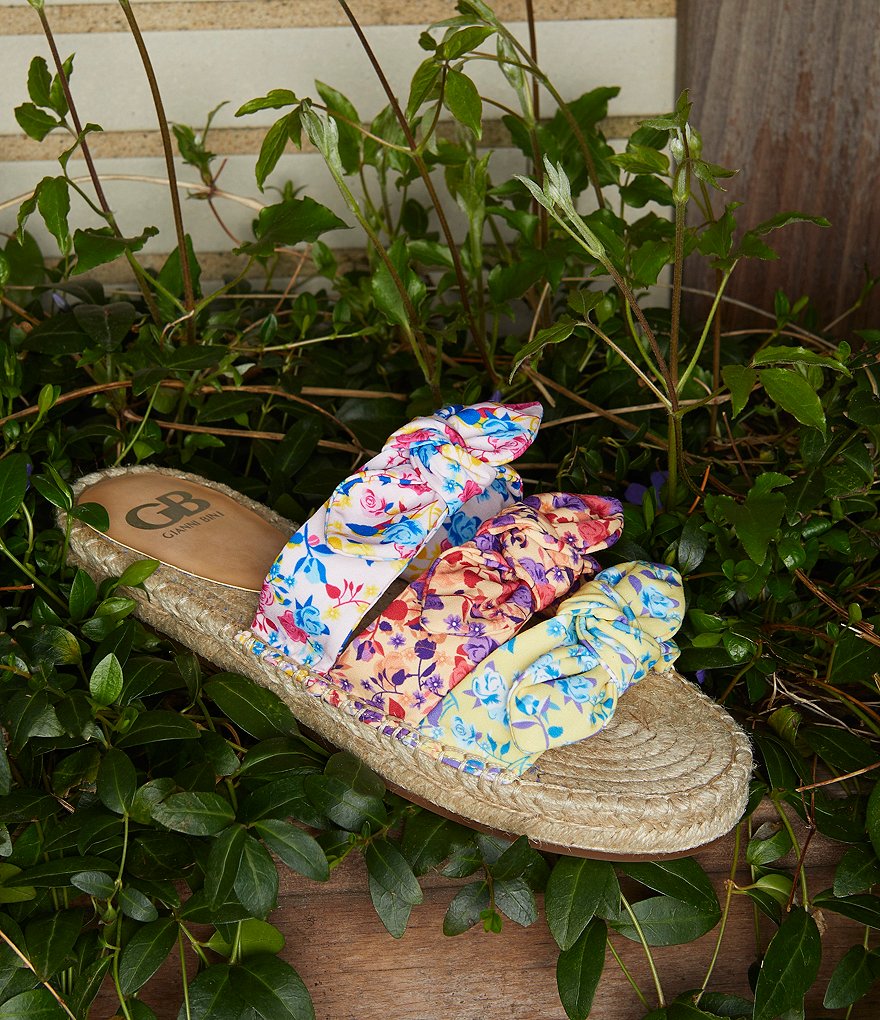 GB Delite-Ful Floral Bow-Detail Jute Wrapped Espadrille Slides