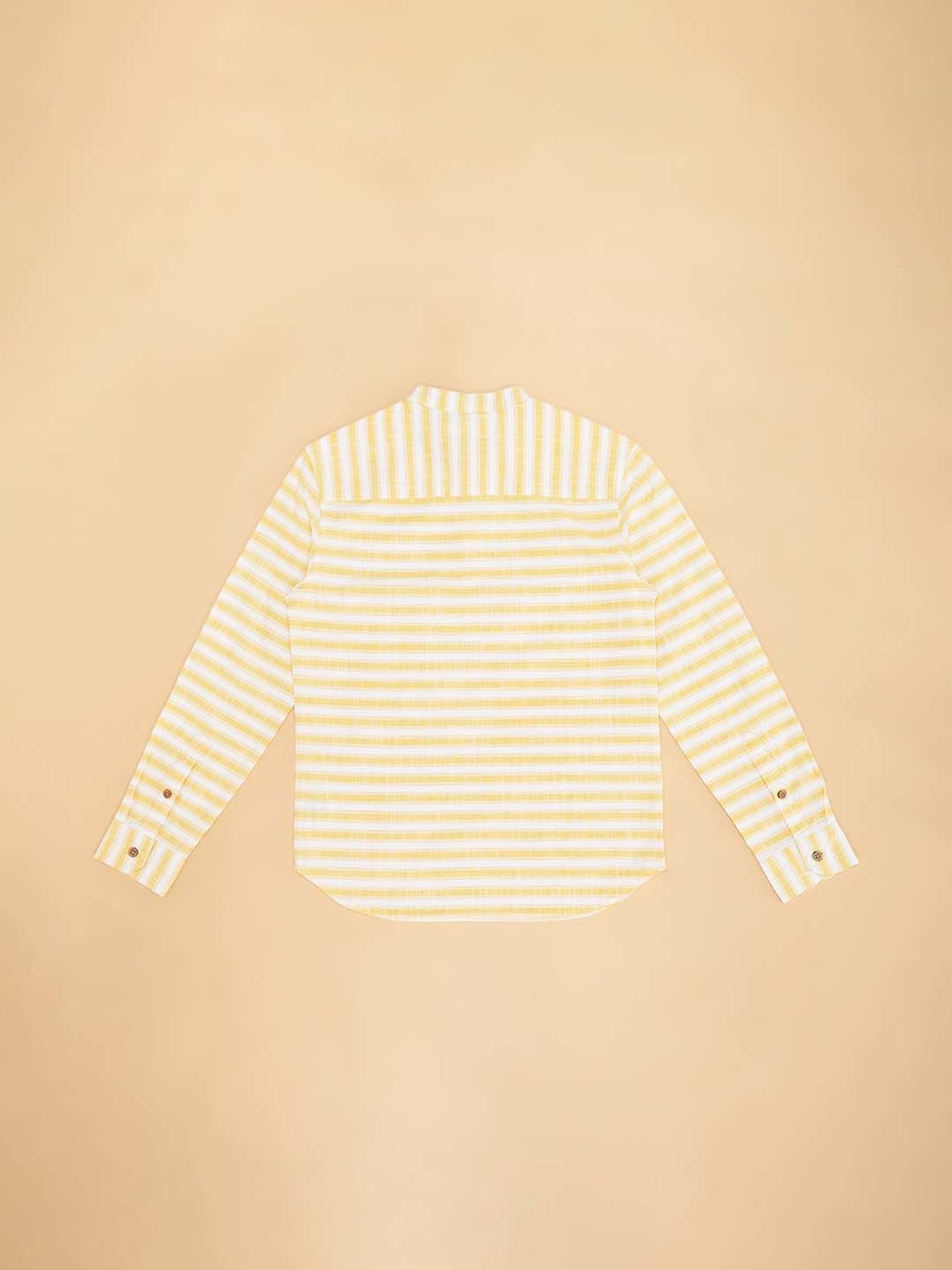 Pantaloons Junior Yellow & White Cotton Striped Full Sleeves Shirt