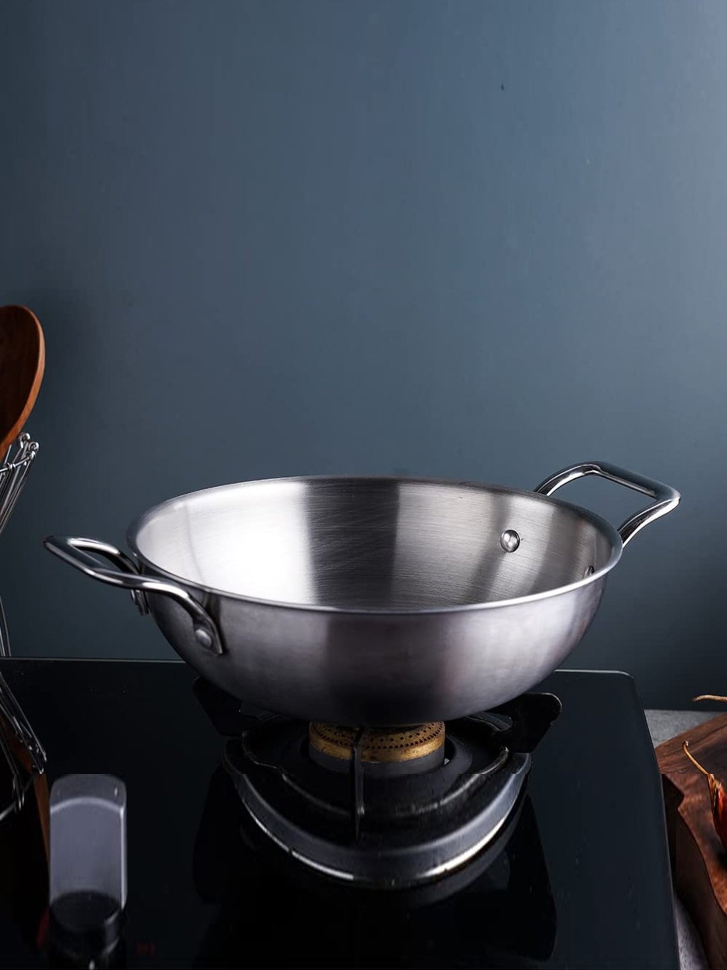 The Indus Valley Silver Triply Stainless Steel Induction and Gas Compatible 28 cm Kadhai (4 L)