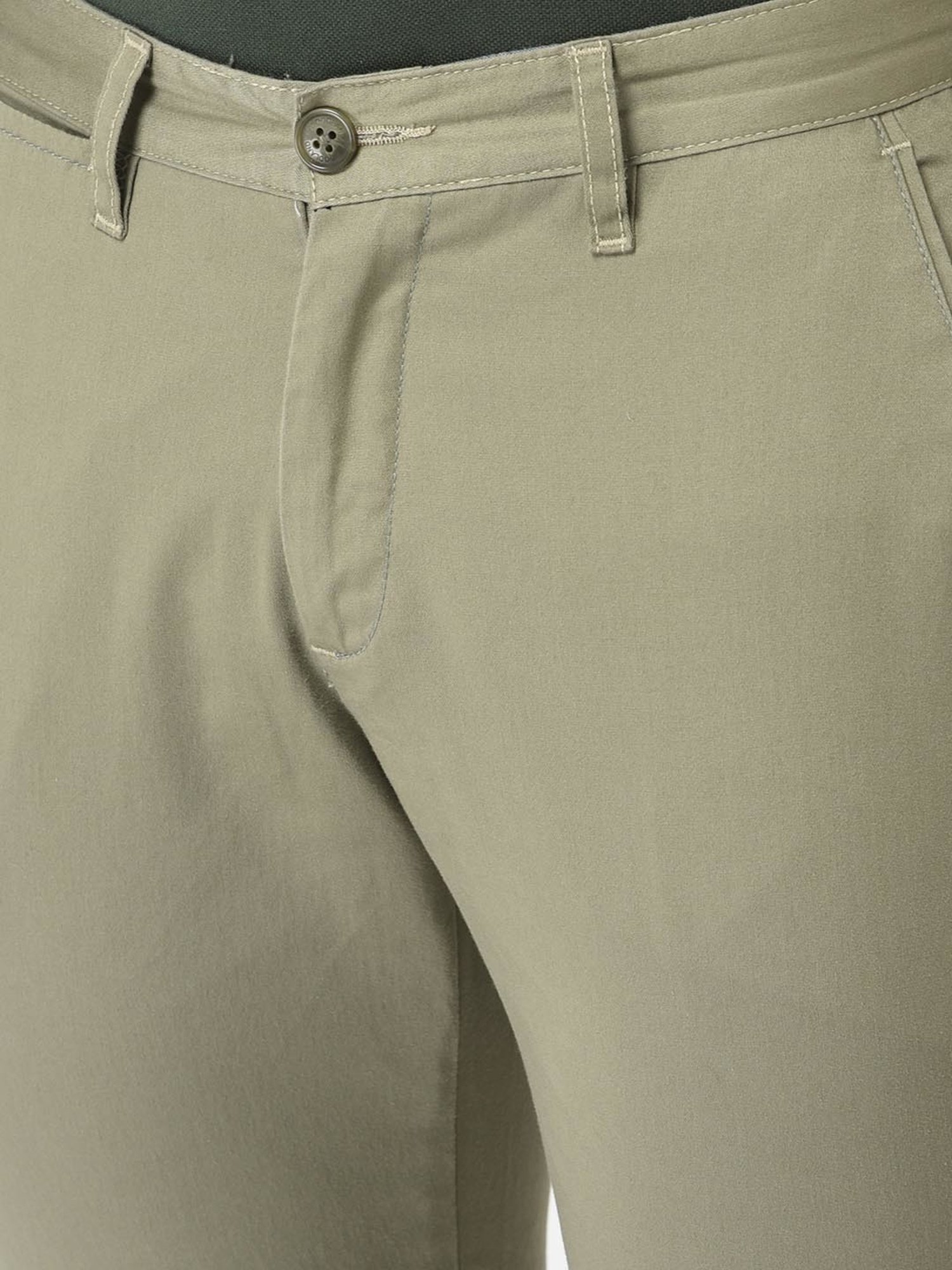 Woodland Light Olive Regular Fit Flat Front Trousers