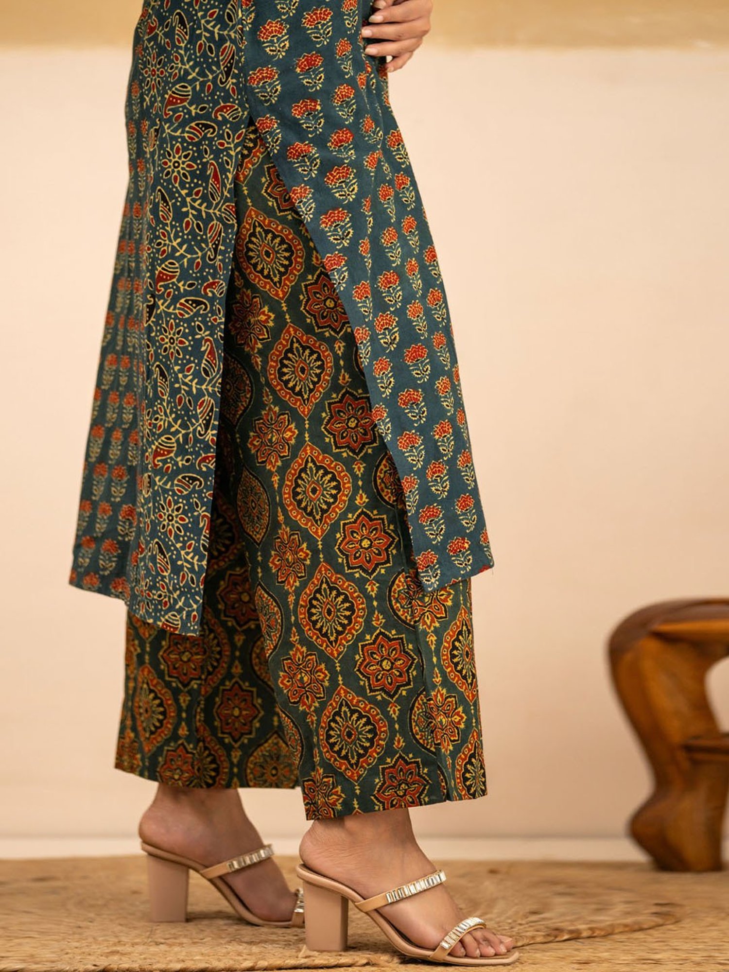 Love Chic Ajrakh Green Palazzo