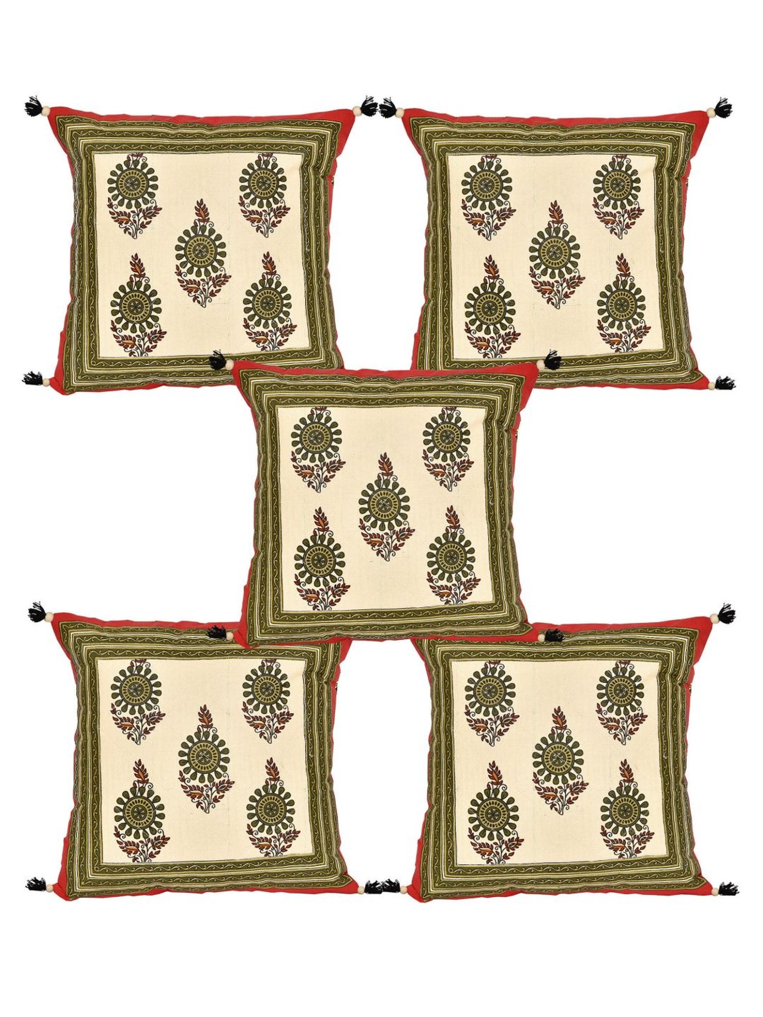 Living Roots Multicolor Cotton Cushion Covers - Set of 5