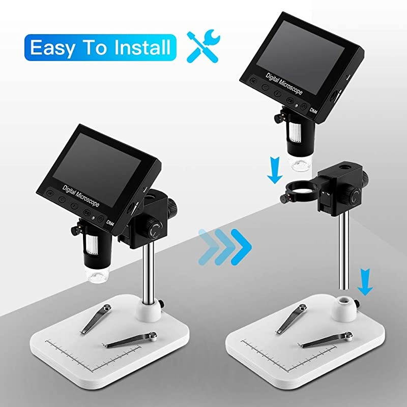 43 inch LCD Digital USB Microscope Endoscope Record 1000X Magnification Zoom 8 Adjustable LED Light MicroSD Storage Camera Video Recorder for Repair Soldering