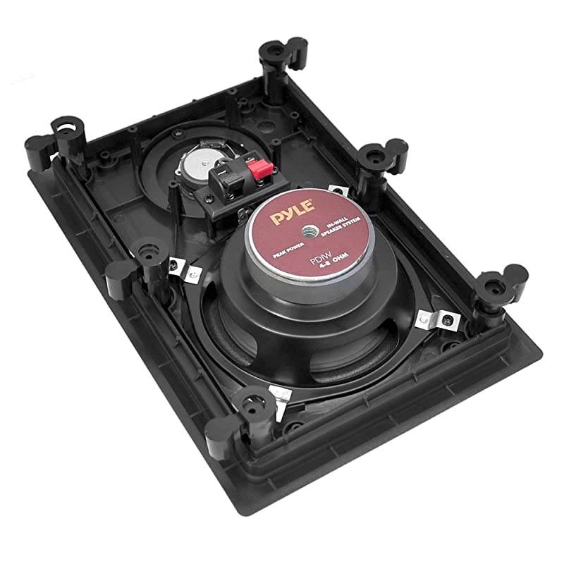 Two Way Stereo Sound Speaker - Dual Professional Audio Speakers System - In Wall / In Ceiling White Mount Flush, 6.5" Midbass, 1/2 Inch Polymer Tweeter - Indoor Home Theater -  PDIW65 (Pair)