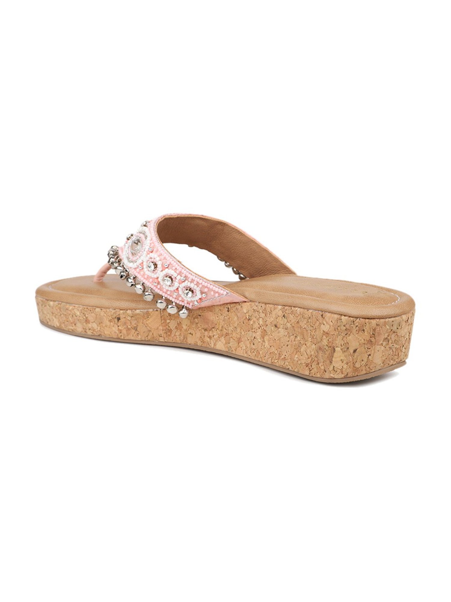 Design Crew Women's Pink Thong Wedges