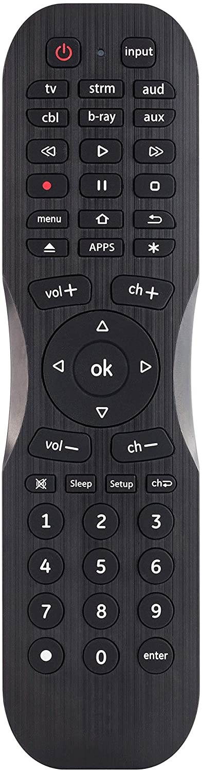 UltraPro Universal Remote Control with Find It Feature and Smartphone App, Smart TVs, LG, Vizio, Sony, Blu Ray, DVD, DVR, Roku, Streaming Players, 6-Device, Black, 42192