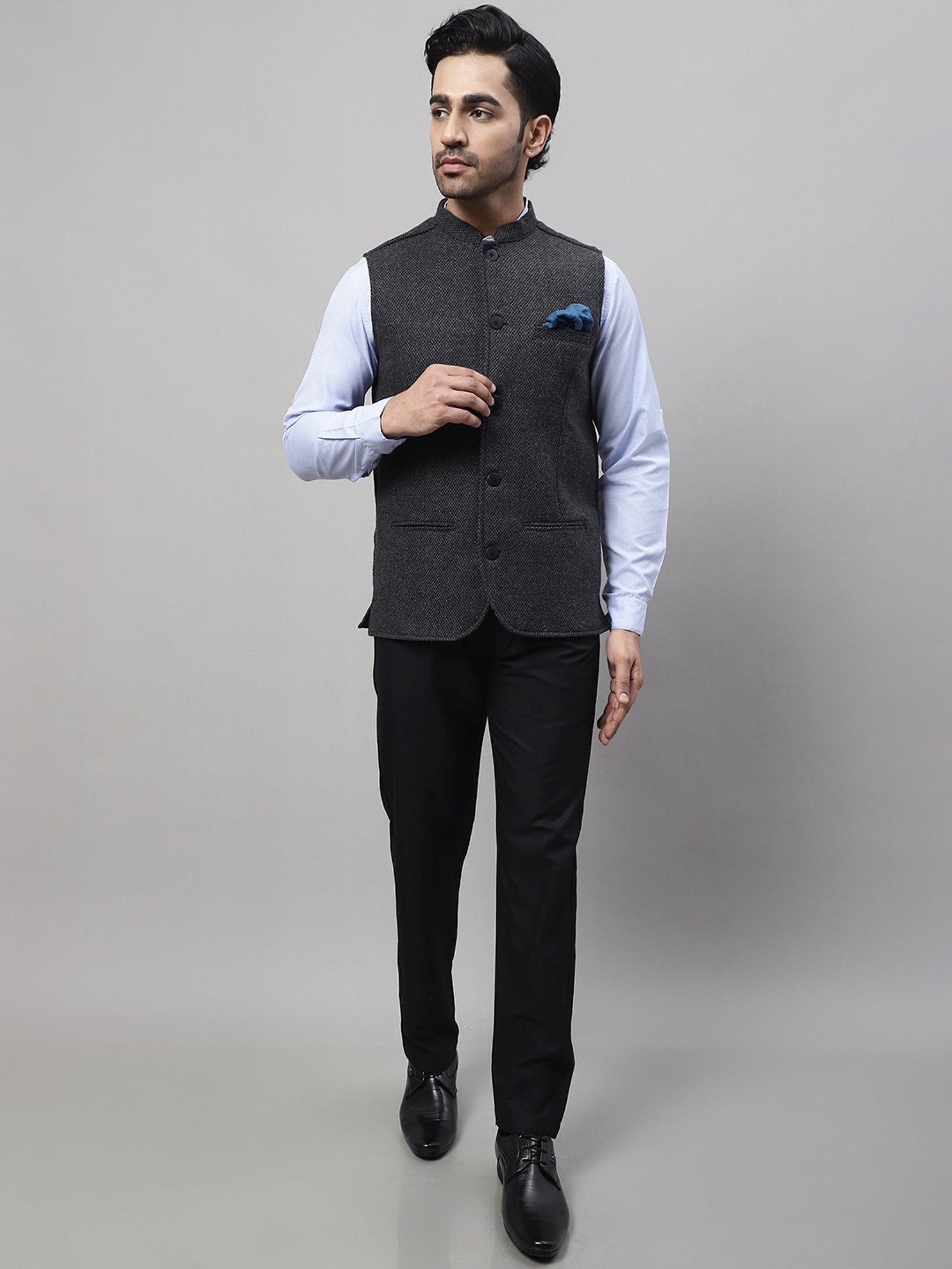 Even Grey Regular Fit Nehru Jacket
