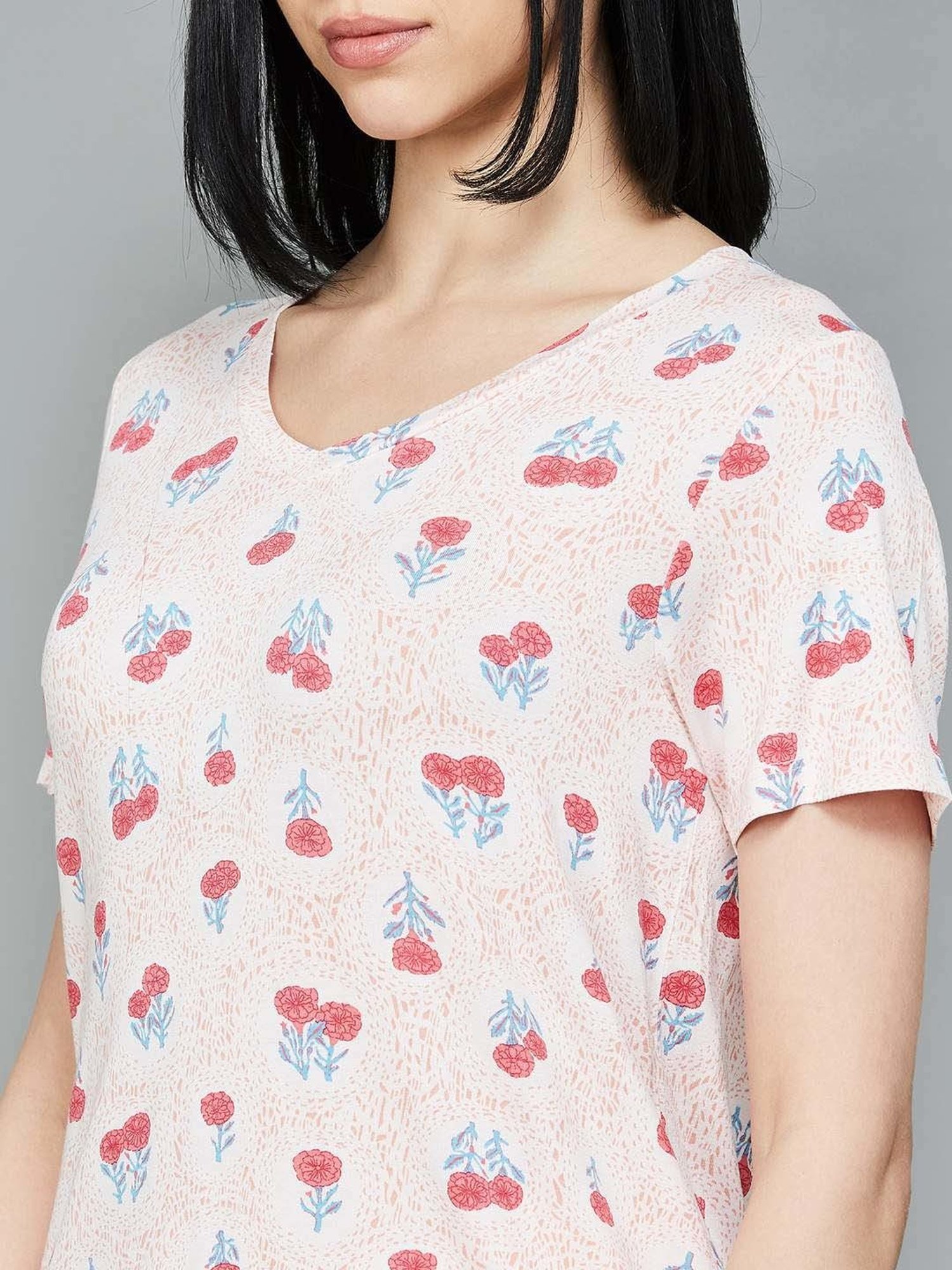 Colour Me by Melange Pink Printed T-Shirt