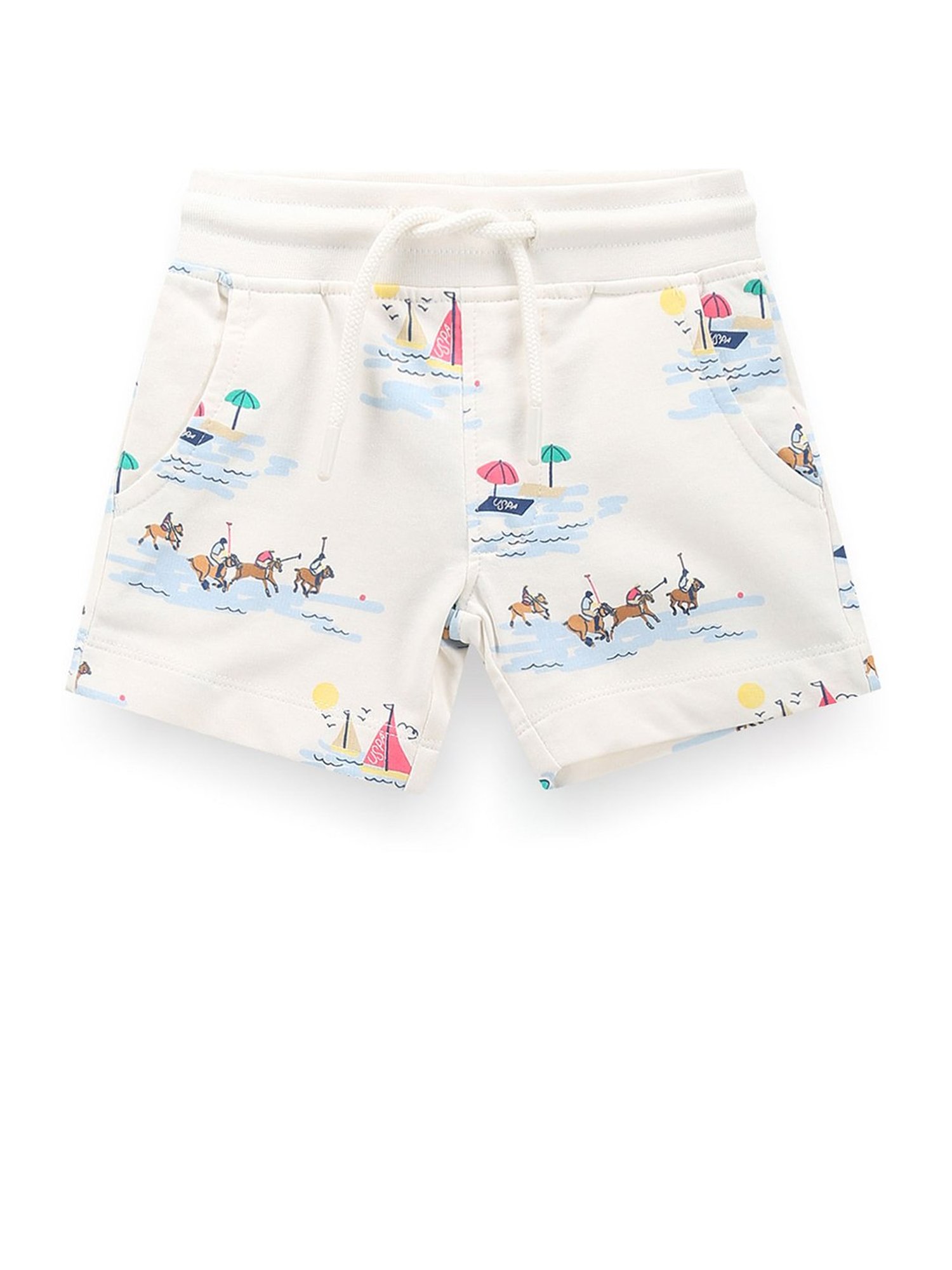 U.S. Polo Assn. Kids White Printed Shorts