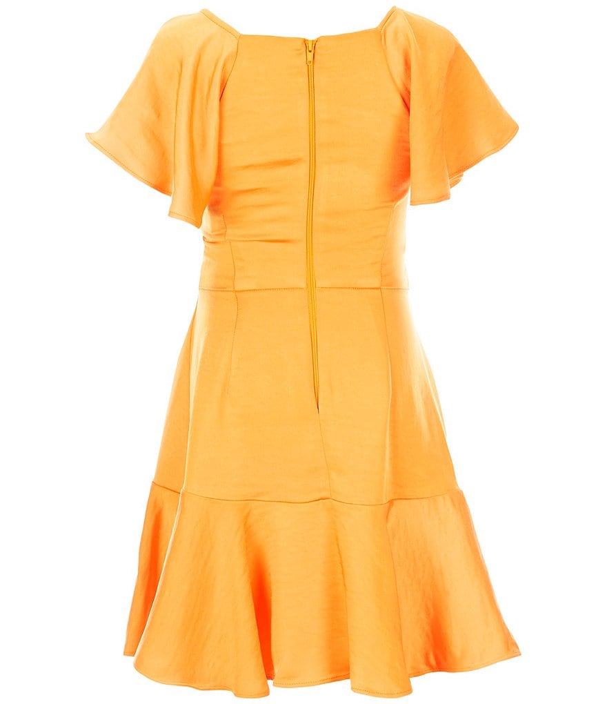 Poppies and Roses Big Girls 7-16 Flutter-Sleeve Double Hem Fit-And-Flare Dress