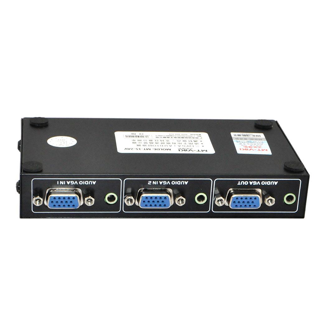 iKKEGOL 2 Port VGA  Audio Video Switch 2x1 SVGA Switcher Box 2 IN 1 OUT PC Monitor LCD TFT Sharing