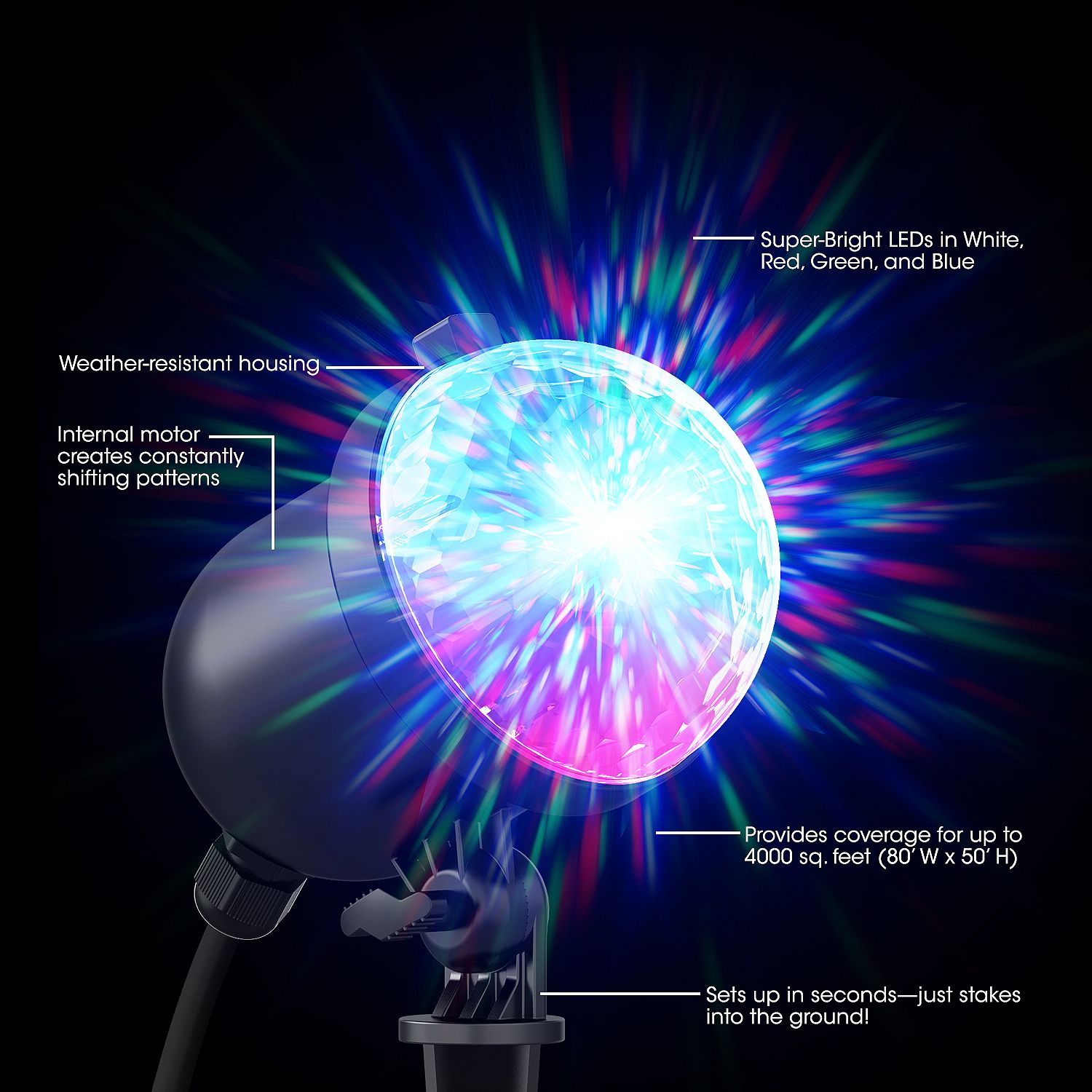 Ion HOLIDAYPARTY Multi-Color Outdoor Projected Light