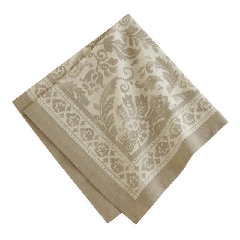 Villeroy & Boch - Milano Print Cotton Fabric Napkin Set of 4 - 21" x 21" - Taupe