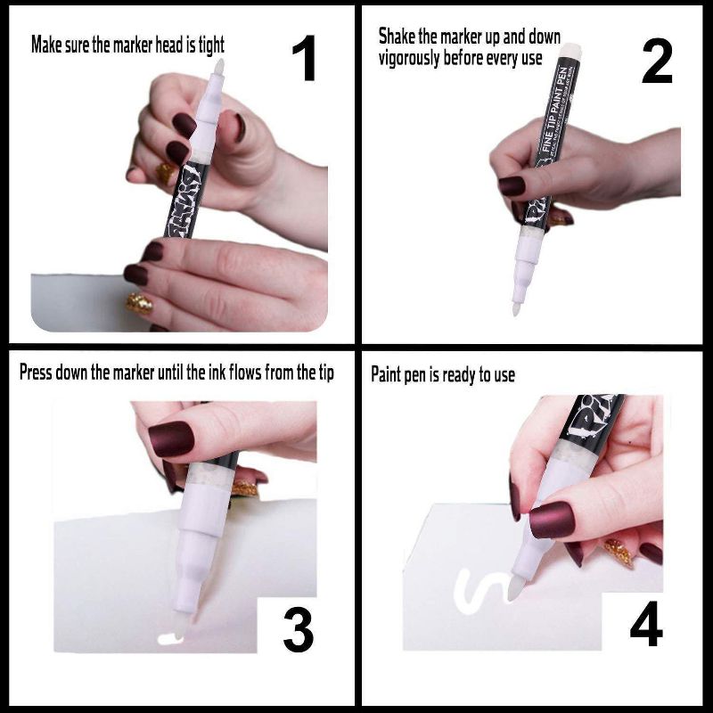 Pintar Art Supply Premium Acrylic Paint Black and White 6-Pack Pens