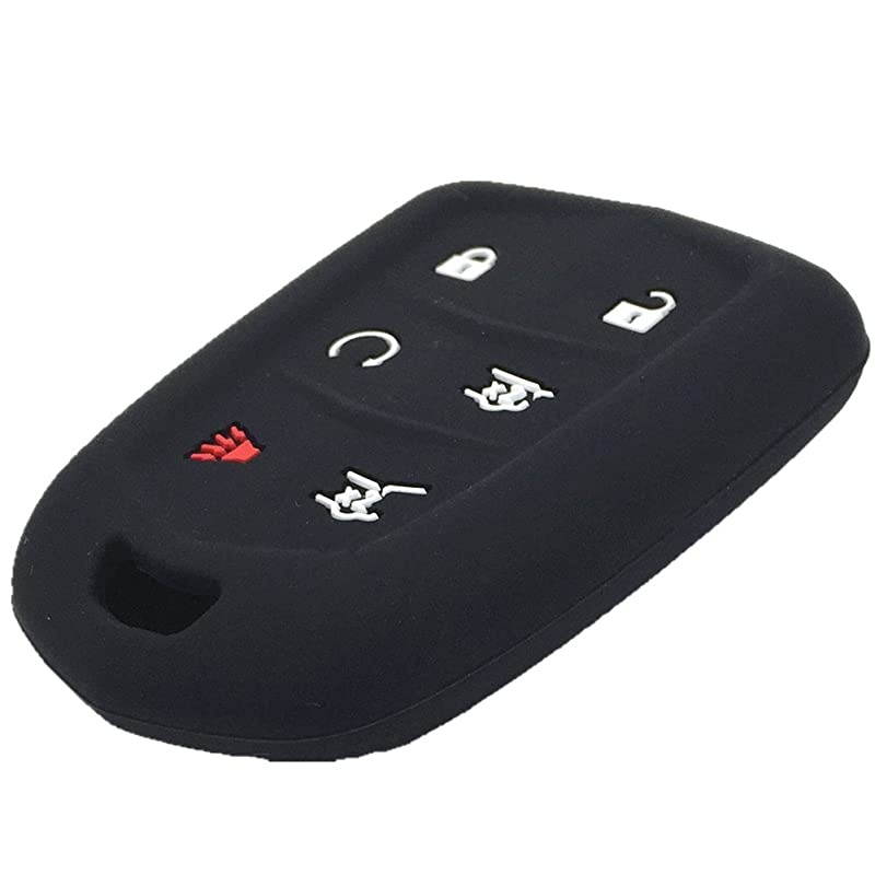 2 Black Silicone Key Fob Case Covers Jacket Skin Protector fit for Cadillac SRX