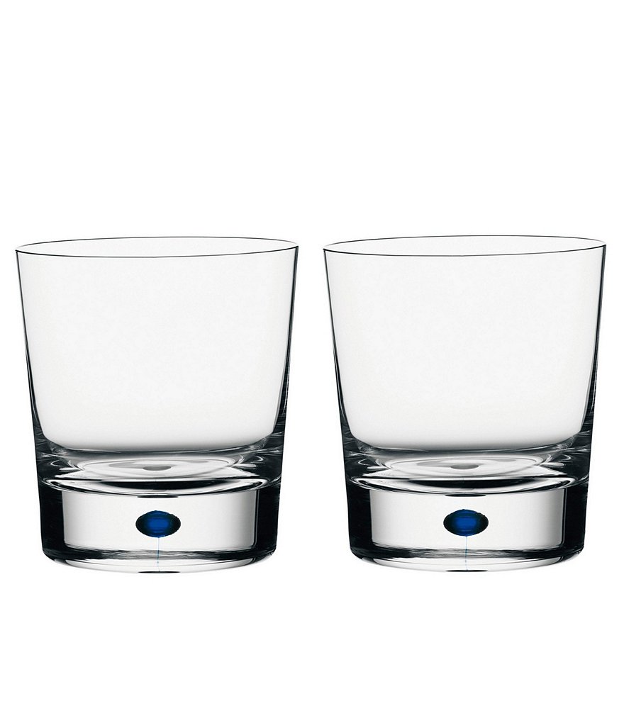 Orrefors Intermezzo Blue Drop Double Old Fashioned Glass, Set of 2