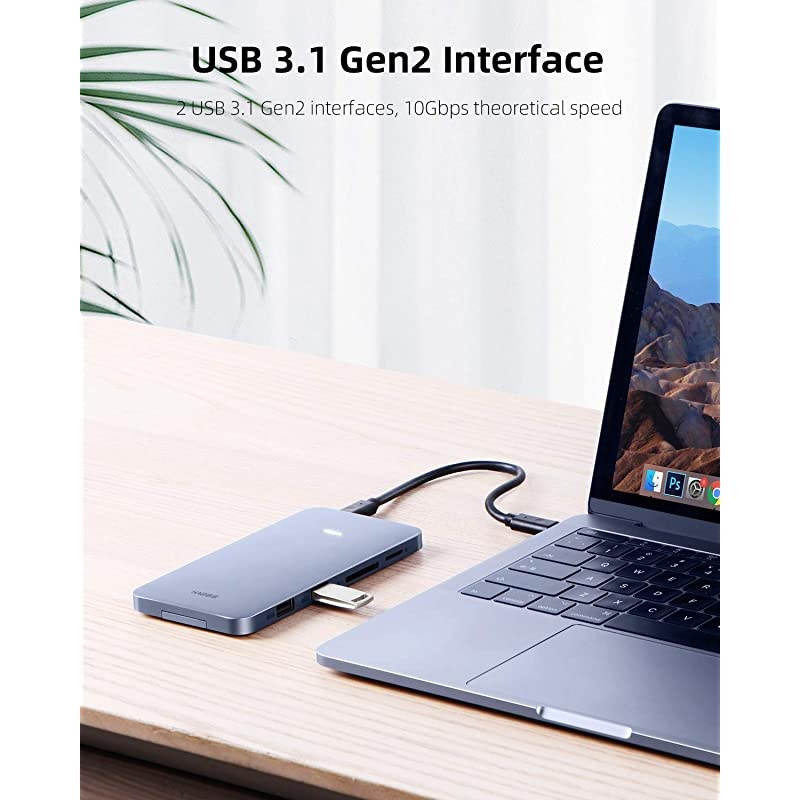 USB-C Hub with M.2 NVMe Hard Drive Enclosure, Type-C Docking Station to SSD, 10Gbps USB 3.1 Gen2, 100W PD, 4K@60Hz HDMI, SD/TF Card Slots, Hard Disk Drive for MacBook Pro, iPad Pro (Grey)