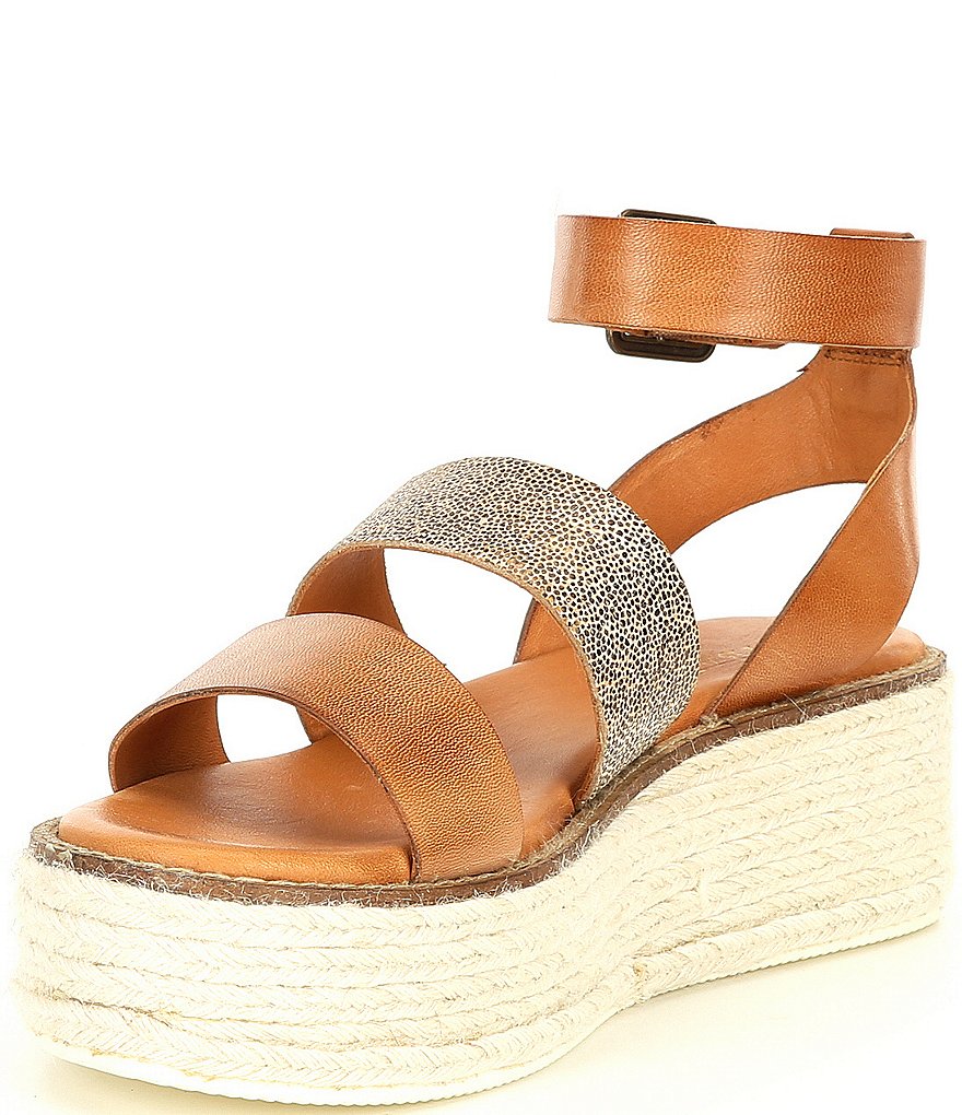 Diba True Day Line Leather Ankle Strap Espadrille Wedges