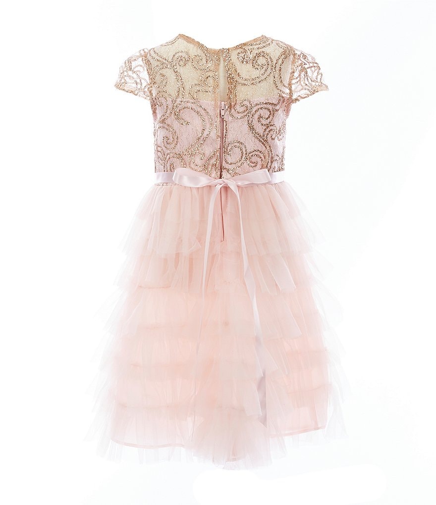 Laura Ashley Little Girls 2T-6X 3/4 Sleeve Rose & Butterfly Print Clip Dot Dress