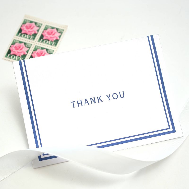 50ct Blue Bordered Thank You Cards