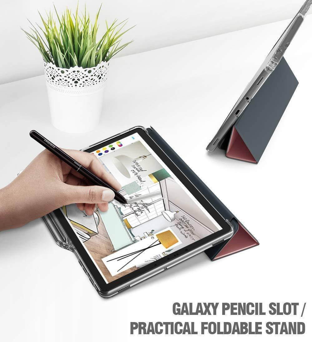 Galaxy Tab S4 10.5 Tablet Case,Poetic Tri-fold Leather Flip Cover Rose Gold