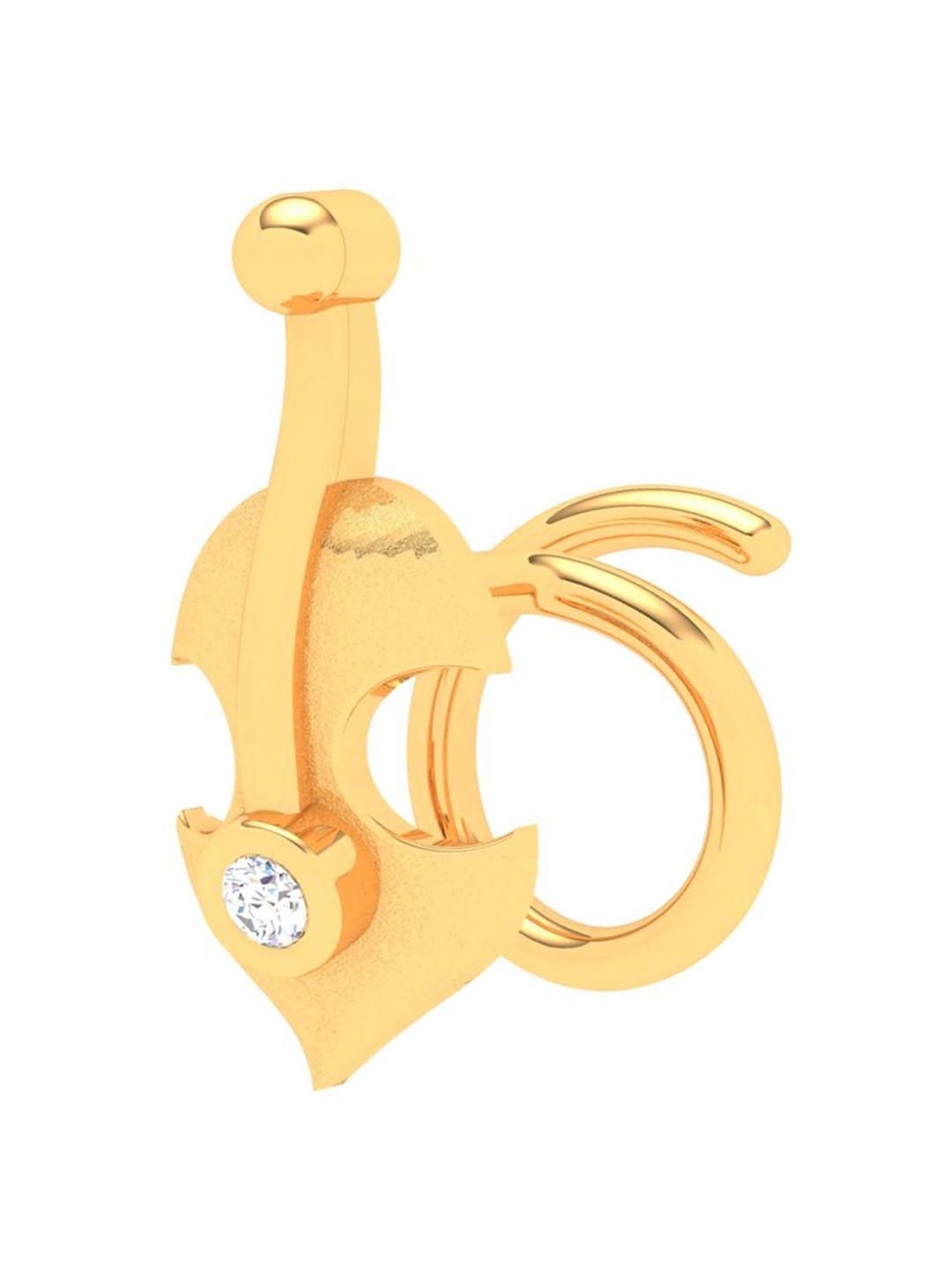 P.C. Chandra Jewellers 22k Gold Violin And Anchor Mixed Shaped Nosepin