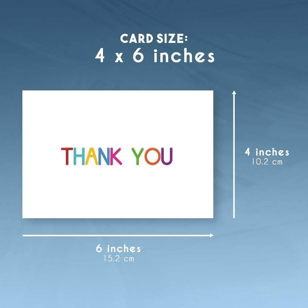 Thank You Cards - 48-Count Thank You Notes, Bulk Thank You Cards Set - Blank on the Inside, 6 Colorful Rainbow Font Designs - Includes Thank You Cards and Envelopes, 4 x 6 Inches