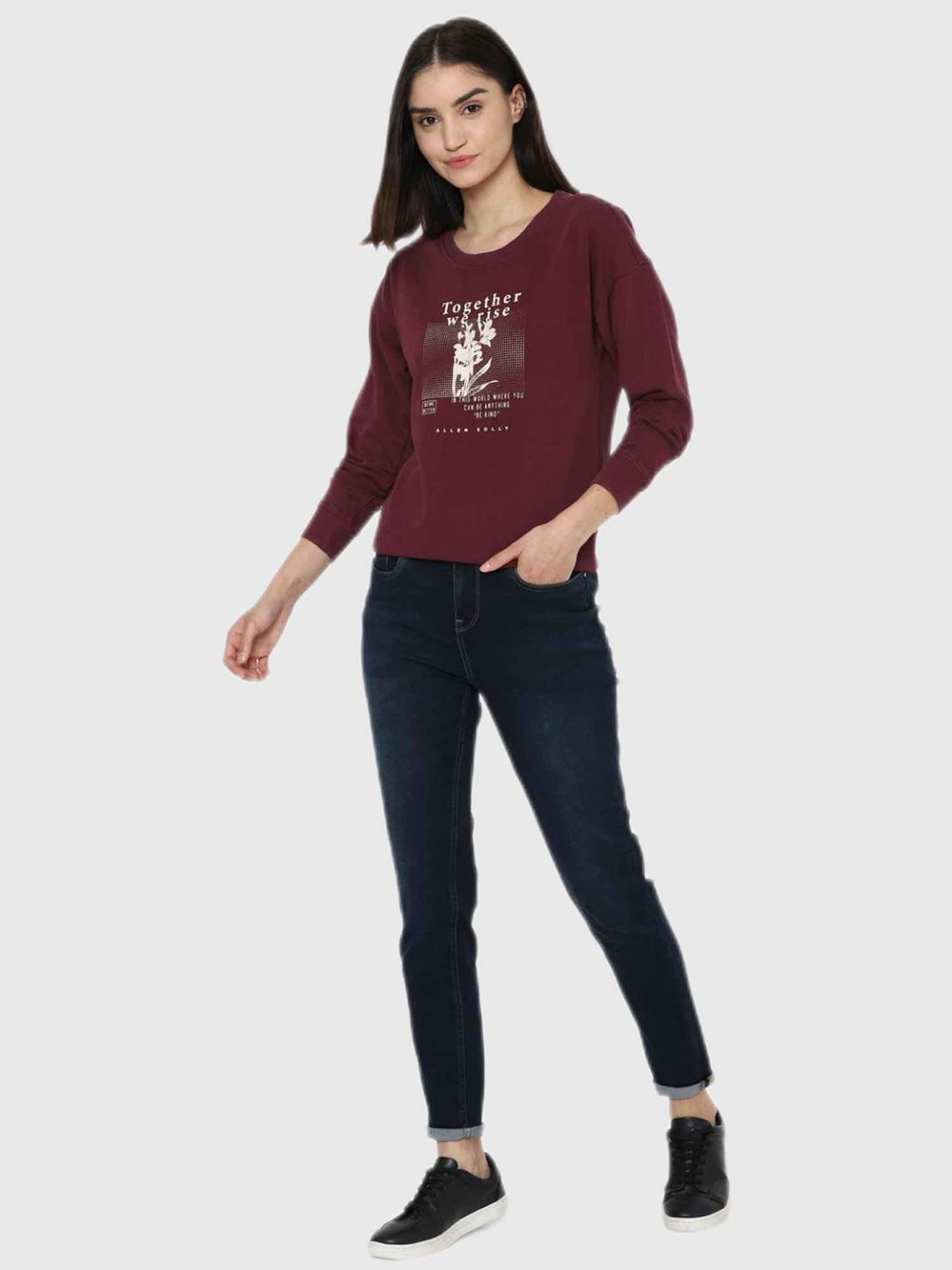 Allen Solly Maroon Graphic Print Sweatshirt