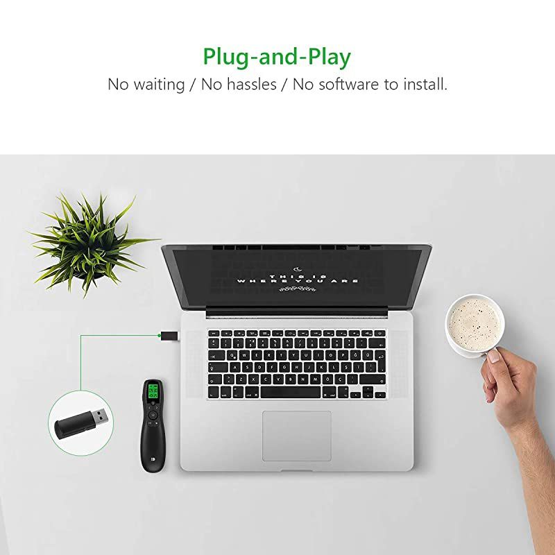 Presentation Remote  Wireless Presenter Laser Pointer Green Powerponit PPT Clicker Remote LCD Display with Timer Classroom Pointers for Teachers Office