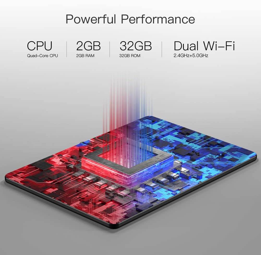 Dragon Touch Notepad K10 Tablet, 10 inch Android Tablet, 2GB RAM 32GB Storage, Quad-Core Processor, 10.1 IPS HD Display, Micro HDMI, Android 9.0 Pie, 5G WiFi, Metal Body Black