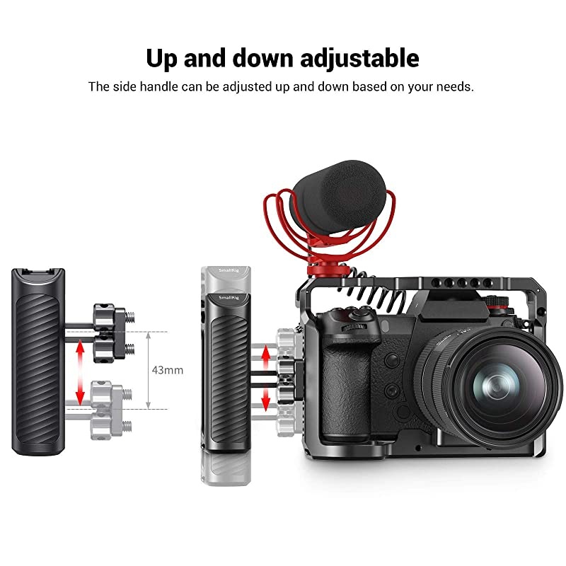 Universal Aluminum Side Handle Grip for DSLR Camera Cage with Cold Shoe Mount Builtin Wrench 14 Threaded Holes HSS2425
