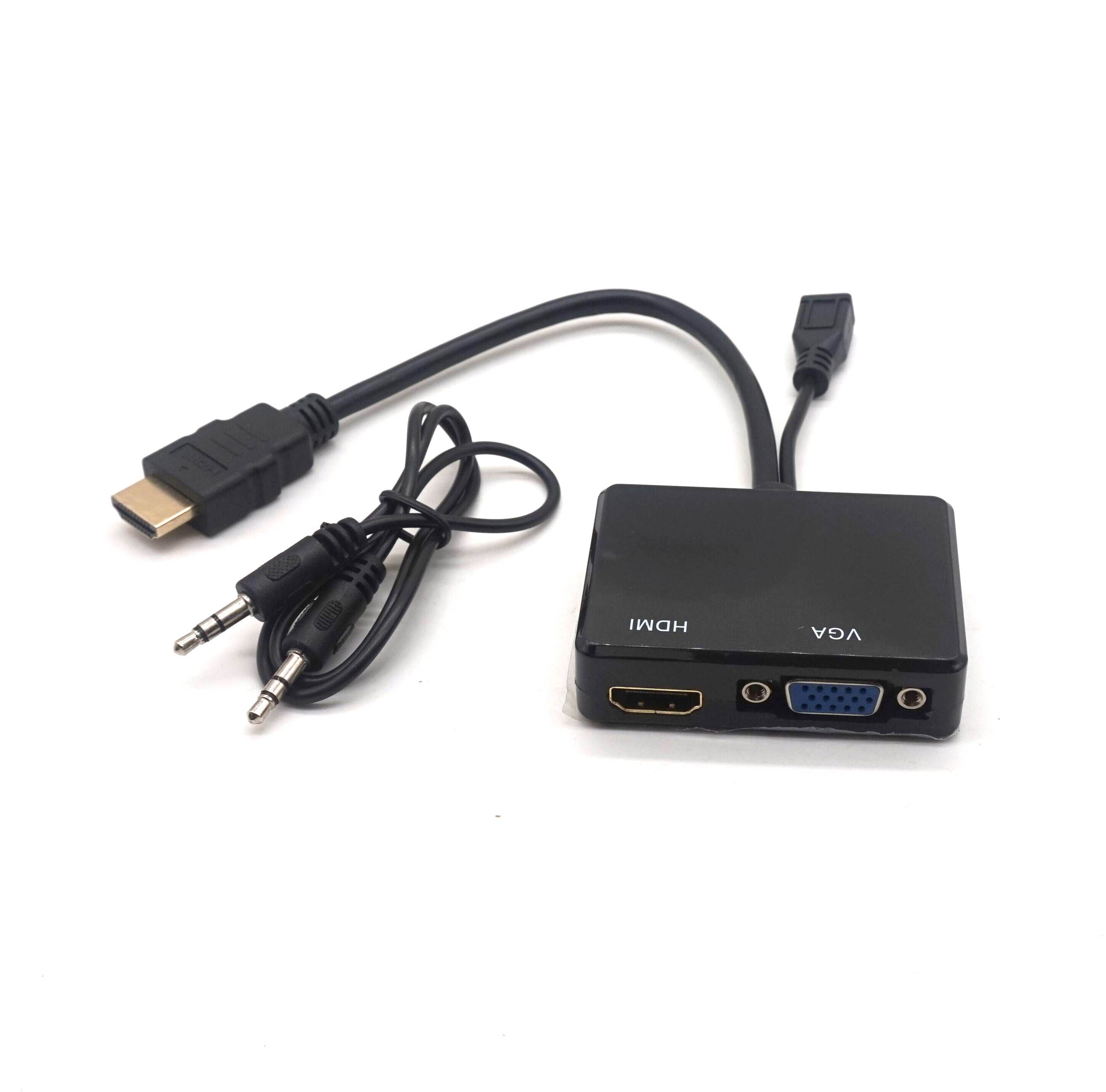 Weastlinks HDMI to VGA & HDMI Female Splitter with Audio Video Cable Converter Adapter For HDTV PC Monitor