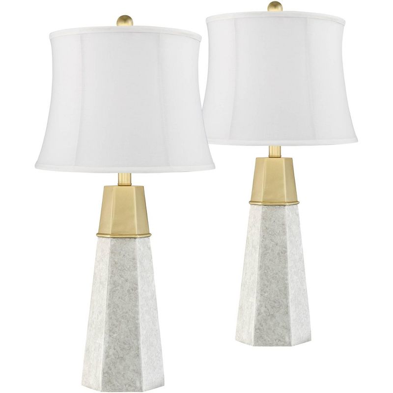 360 Lighting Julie Tapered Column Cream Shade Table Lamps Set of 2