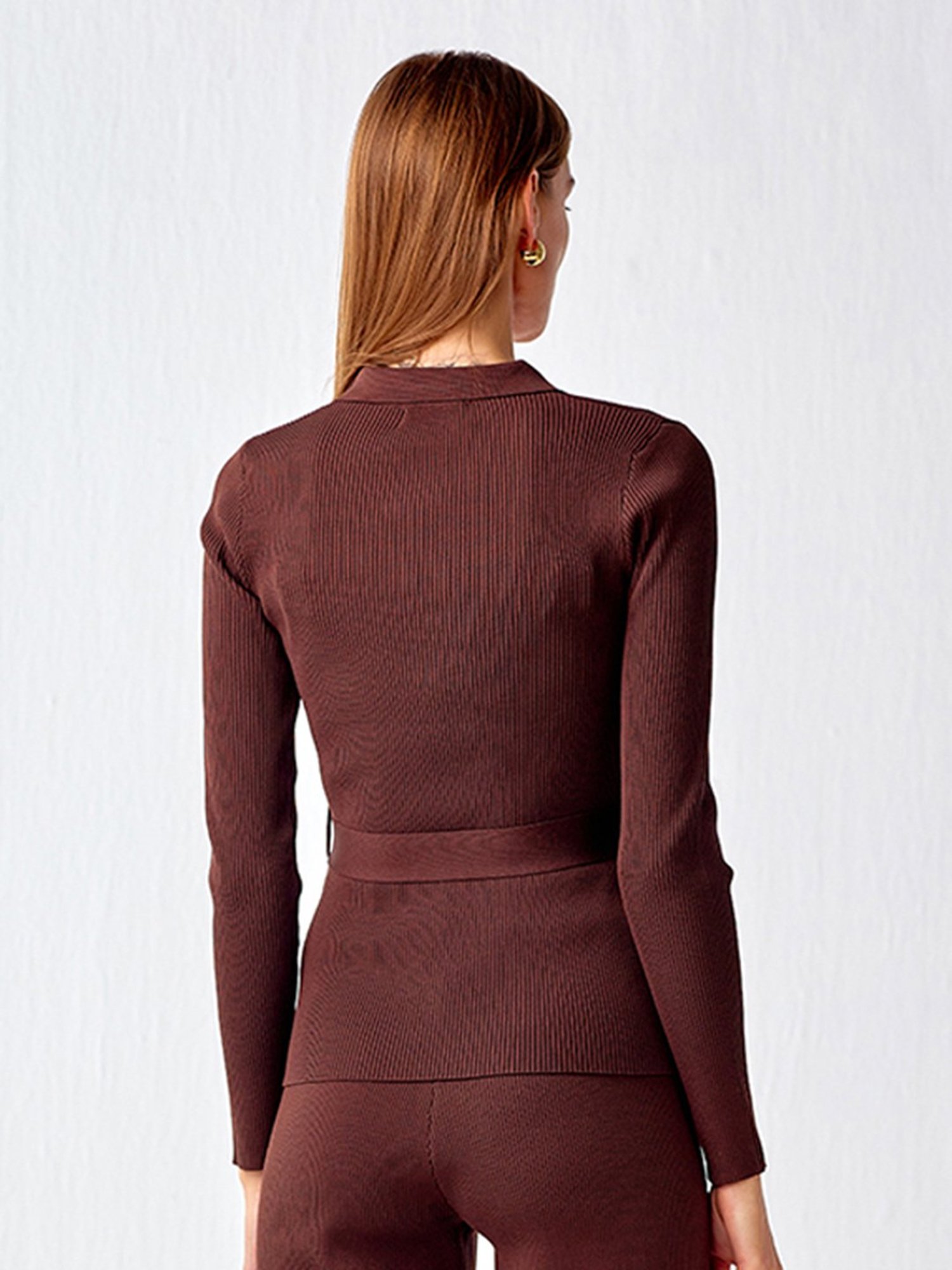 Cover Story Brown Regular Fit Cardigan