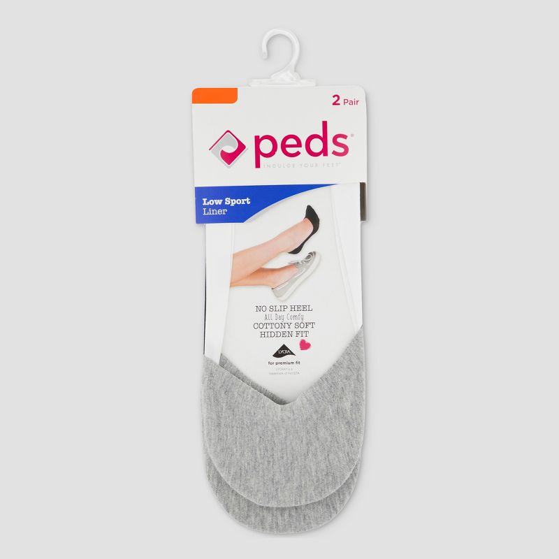 Peds Women's Cotton Unseen 2pk Liner Casual Socks - Gray 5-10