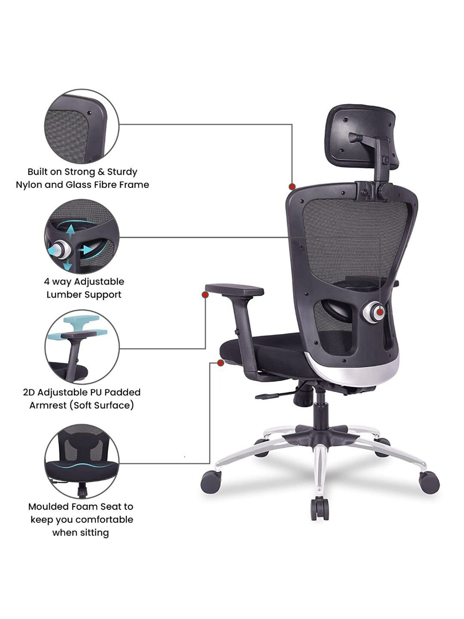 Green Soul Jupiter Superb Black Foam Ergonomic High Back Office Chair