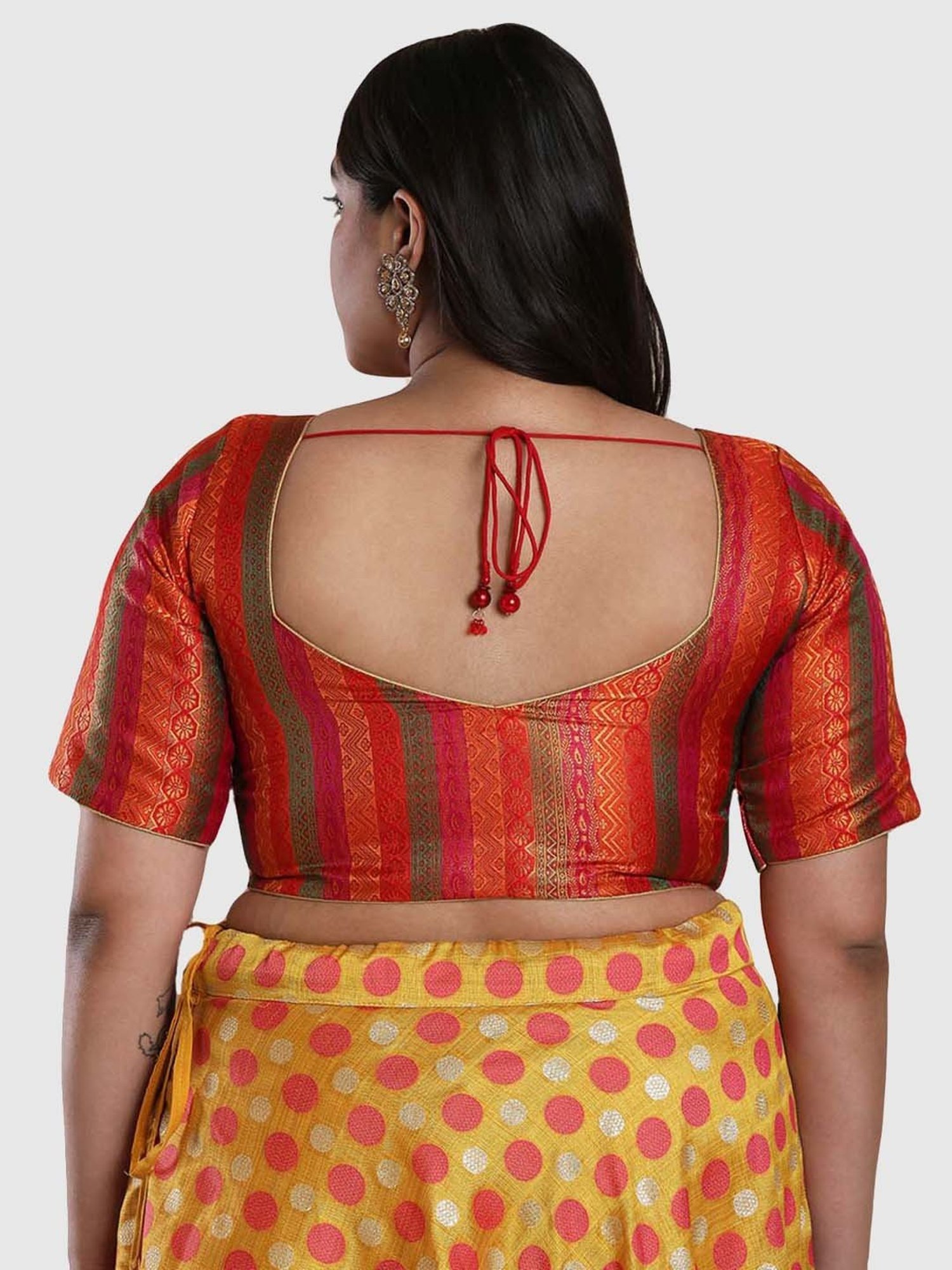 Salwar Studio Red Woven Pattern Blouse