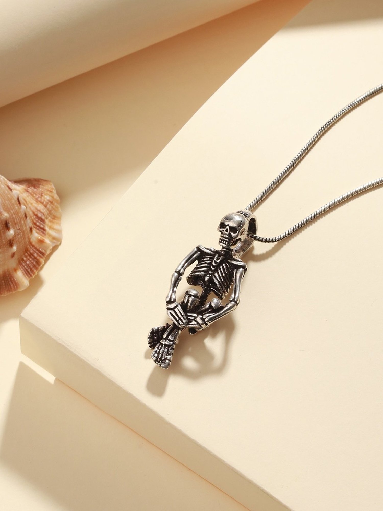 Bold by Priyaasi Sitting Skeleton Black Casual Pendant With Chain for Men