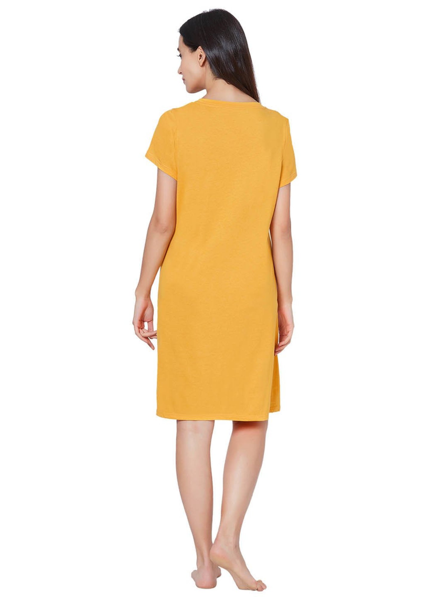 Soie Yellow Printed Night Dress