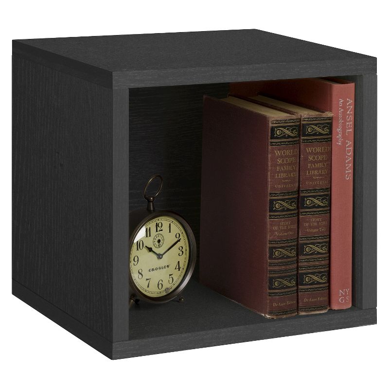 Way Basics Stackable Eco Cube Storage Cubby Organizer Black Wood Grain