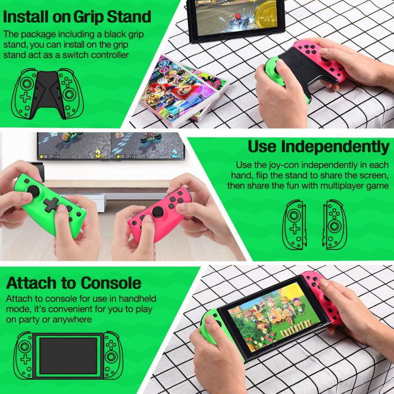 BEBONCOOL Joy Pad Controller for Nintendo Switch , Controllers for Nintendo Switch, Replacement for Joycon with Macro Button and Grip Stand