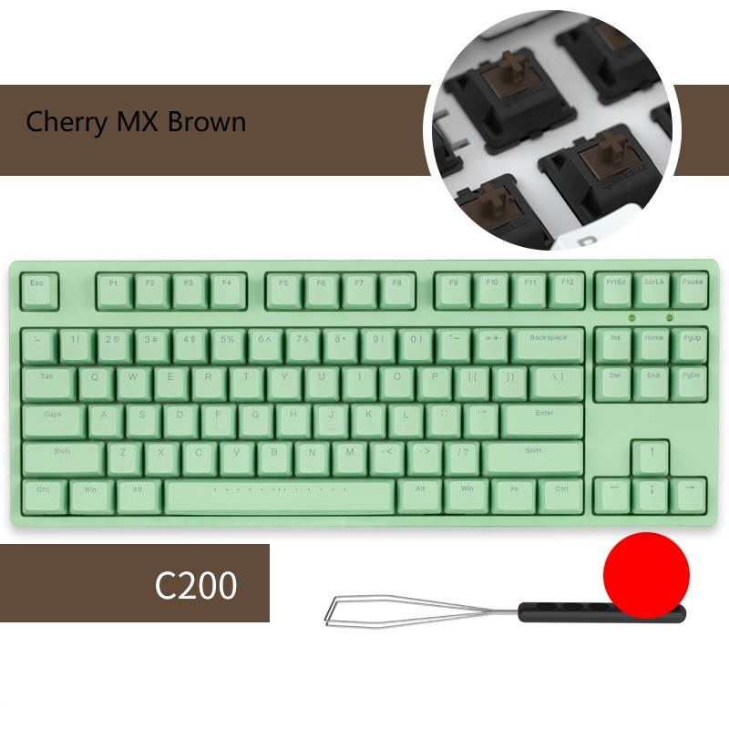 iKBC C200  87 Keys TKL Mechanical Keyboard with Cherry MX Red Switch, Pink PBT Double Shot Keycap, N-Key Rollover and 6 Anti-ghosting Keys( No Light Version)