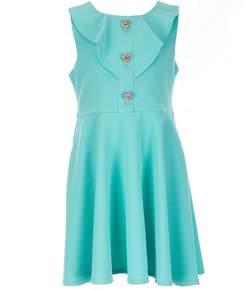 Poppies and Roses Big Girls 7-16 Ruffle-Bodice Fit-And-Flare Dress