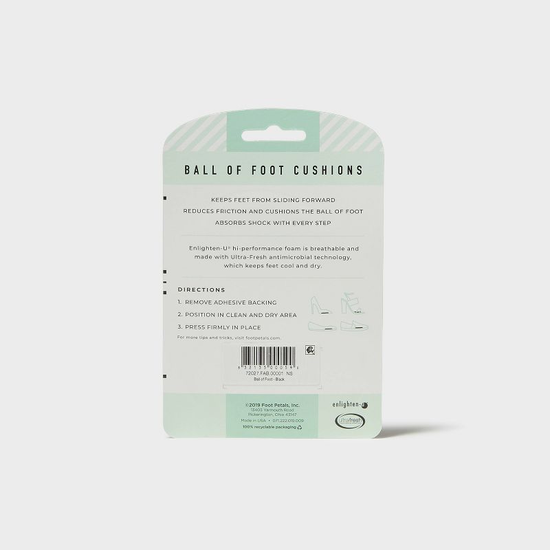 Women's Fab Feet by Foot Petals Ball of Foot Insoles Shoe Cushion Black - 1 pair