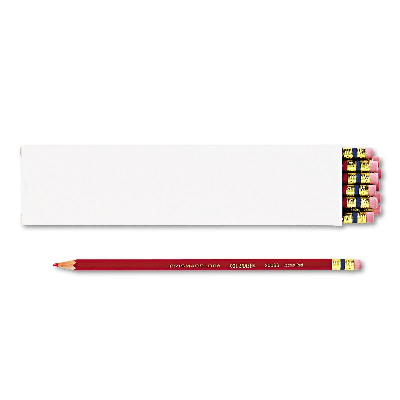 Prismacolor Col-Erase Pencil w/Eraser Scarlet Red Lead/Barrel Dozen 20066