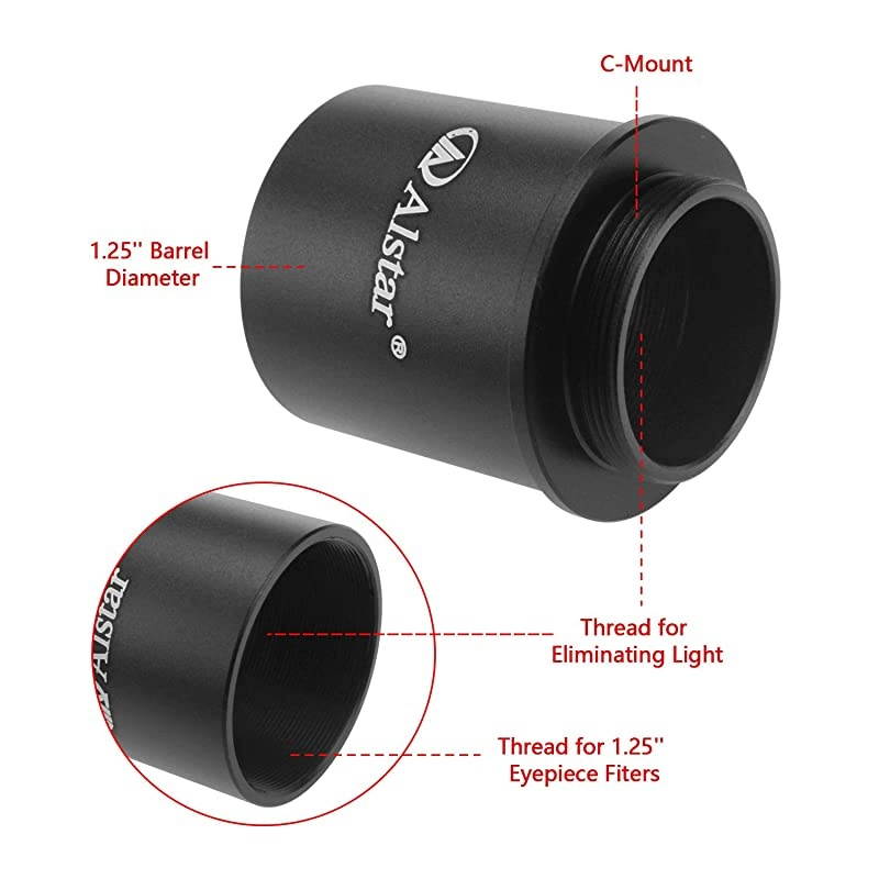 C Mount to 125quot Video Camera Barrel Adapter Telescope Astrophotography for one CMount Male Thread to 125quot Eyepiece convertor for telescopes