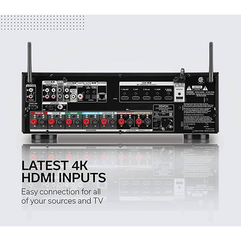 AVRS750H Receiver 72 Channel 165W x 7 4K Ultra HD Home Theater 2019 | Music Streaming | New eARC 3D Dolby Surround Sound Atmos DTSVirtual Height Elevation | Alexa + HEOS