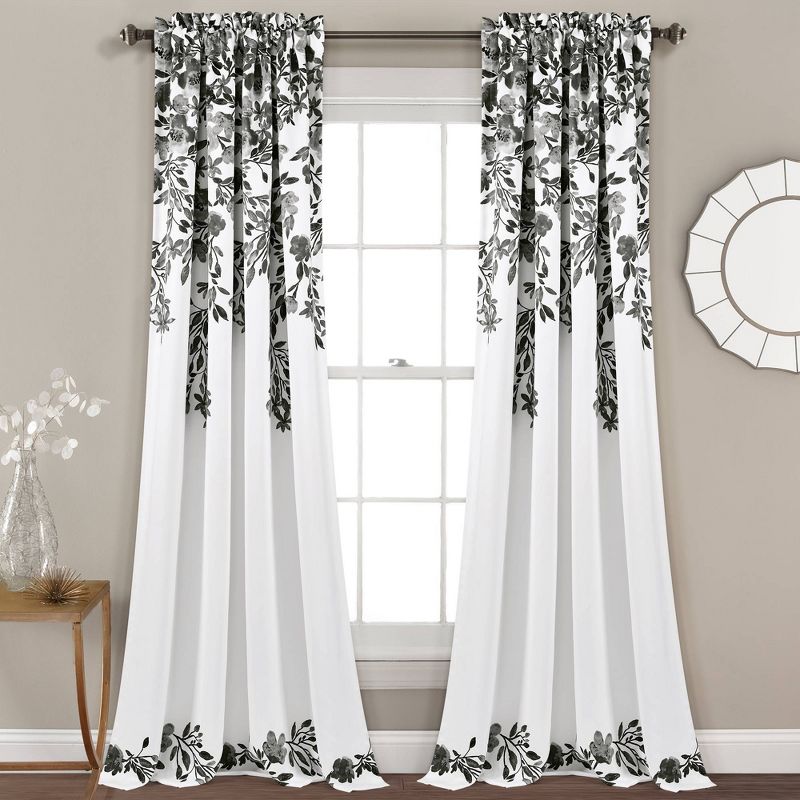 Set of 2 (84"x52") Tanisha Room Darkening Window Curtain Panels Black - Lush Décor