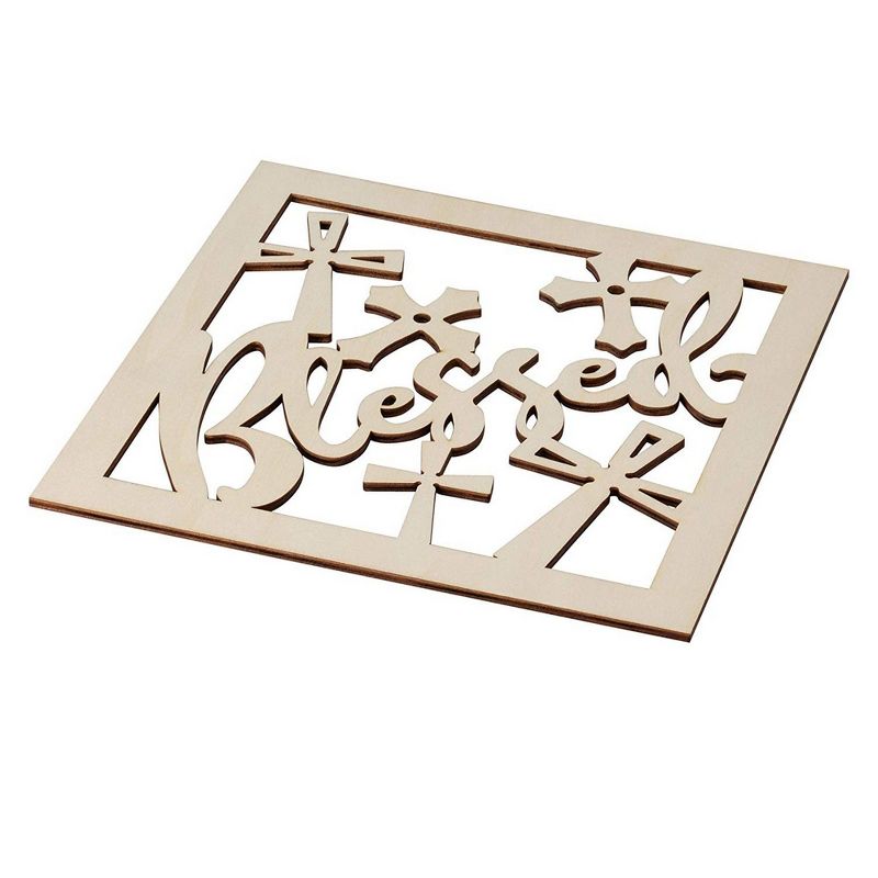 Genie Crafts 2-Pack Wooden Blessed Sign Cutouts for Arts and Crafts, Home Decoration (11.6 x 0.2 in)