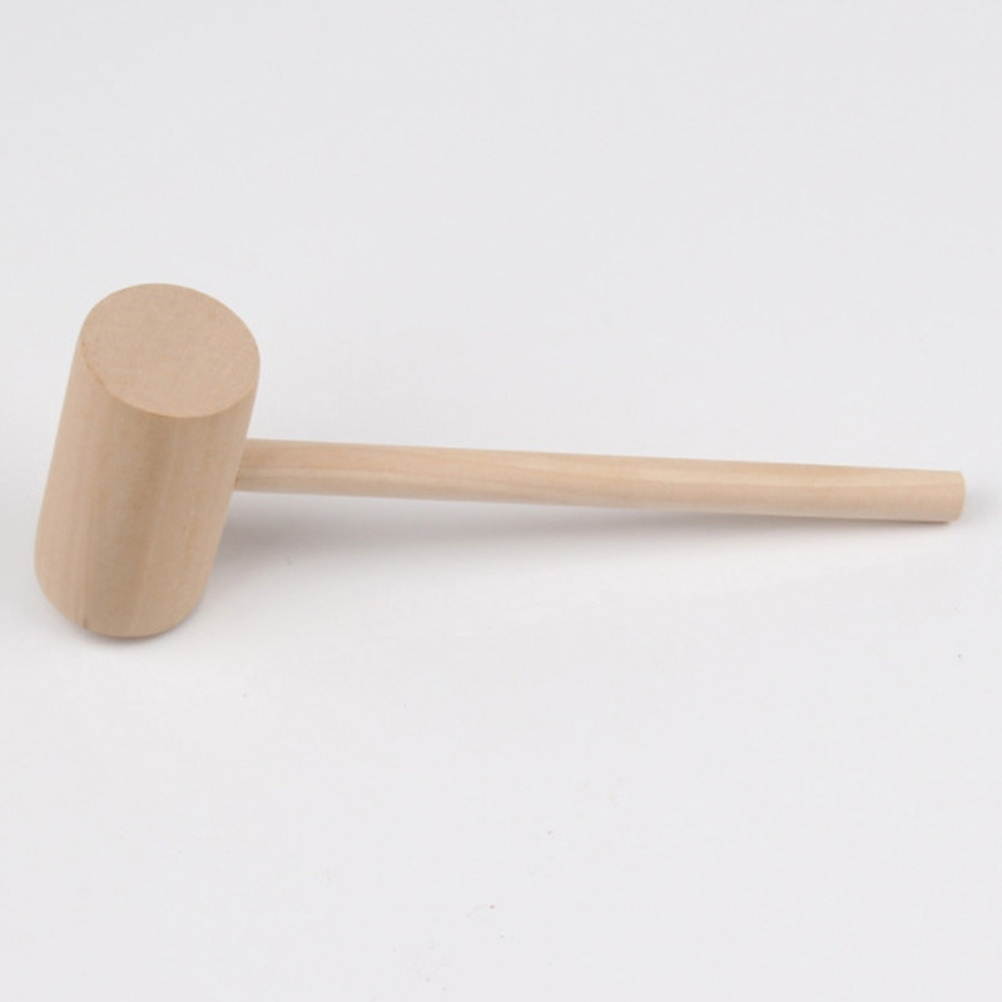 12pcs Solid Wood Mini Hammers Hitting Hammer Cake Mallet Kids Educational Toy (Round)